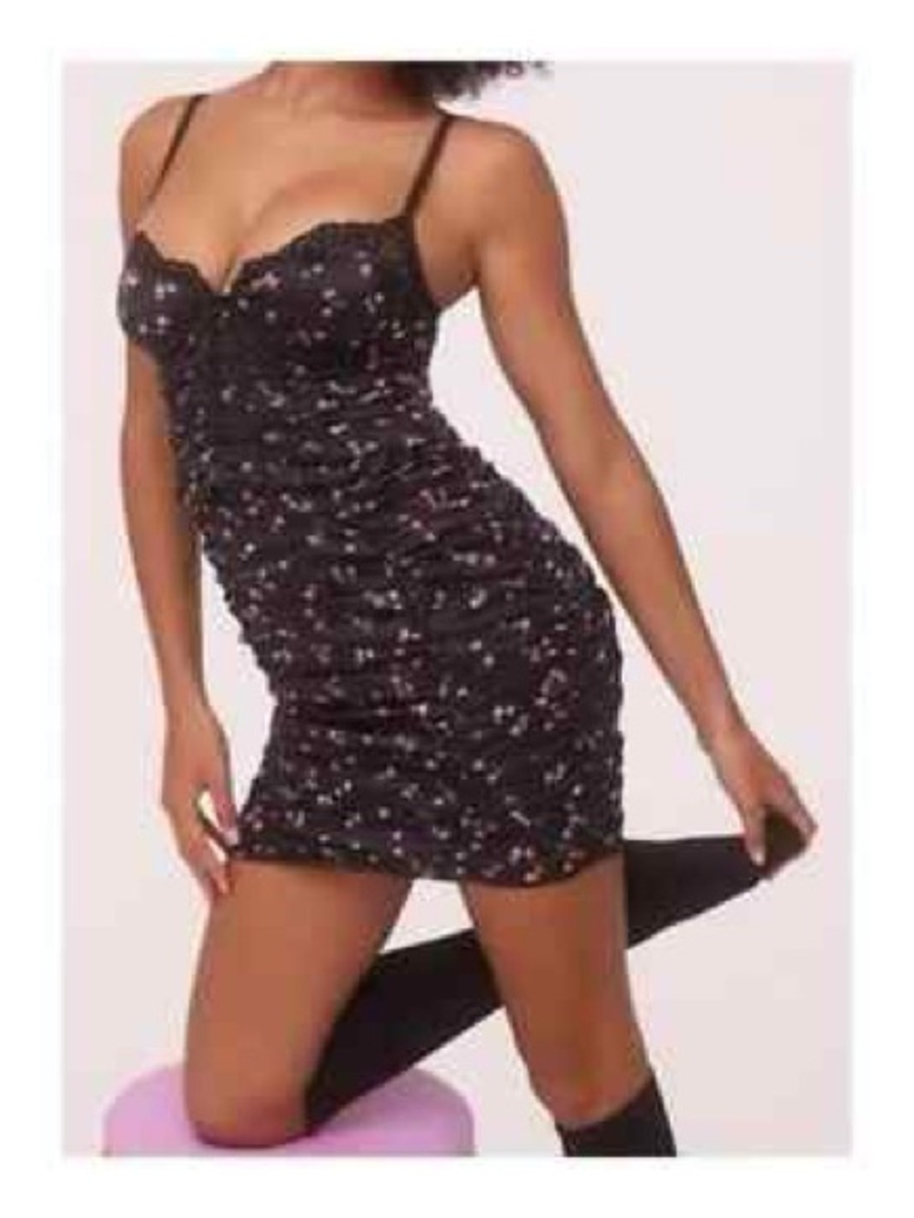 Dainty Hooligan Black Mini Dress with Pink & White Floral
